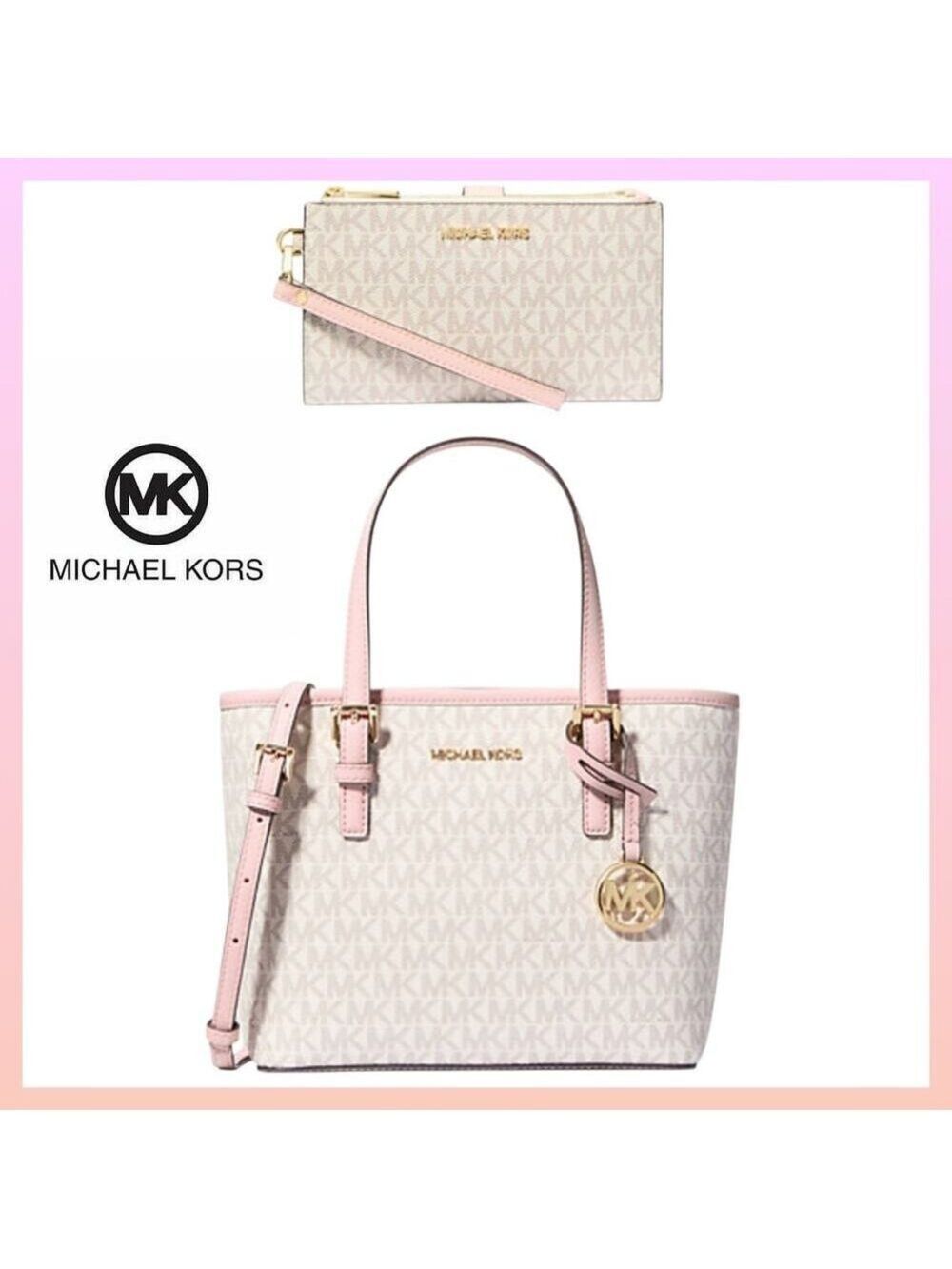 Michael Kors Zip Top Tote Bag Extra Small and Smartphone Wallet Set